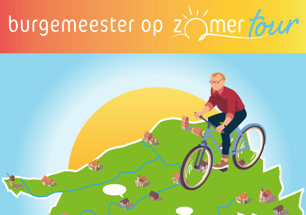 Illustratieve weergave van de burgemeester op zomertour 2024