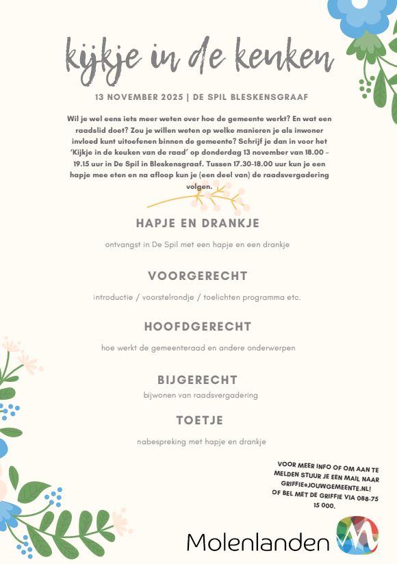 Illustratieve weergave van de menukaart Kijkje in de keuken op 13 november 2025