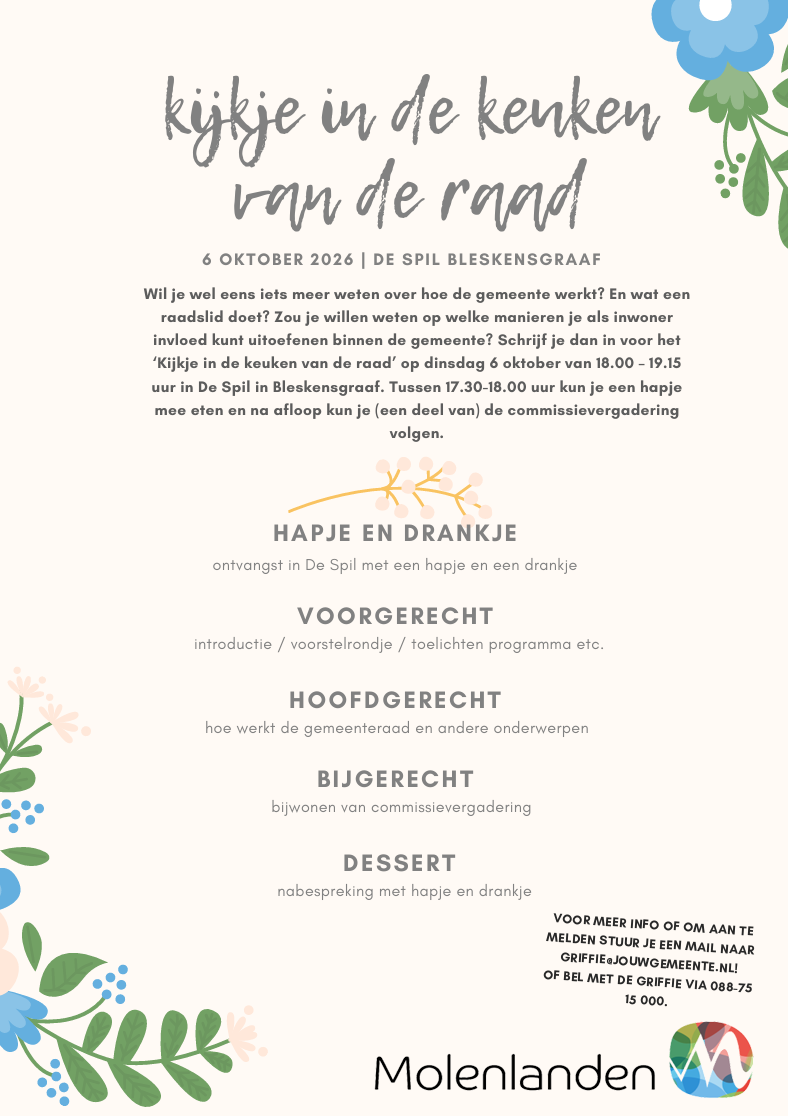 Menukaart kijkje in de keuken 6 oktober