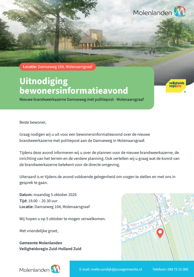 Uitnodiging bewonersinformatieavond brandweerkazerne en politiepost